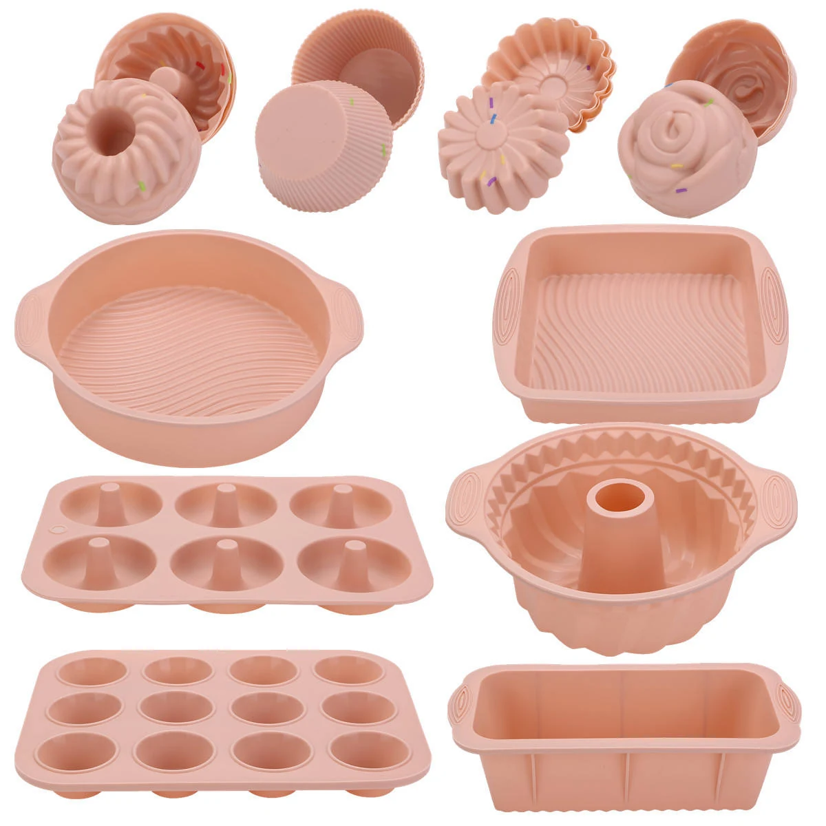12-Piece Silicone Cake Pan and Muffin Mold Set