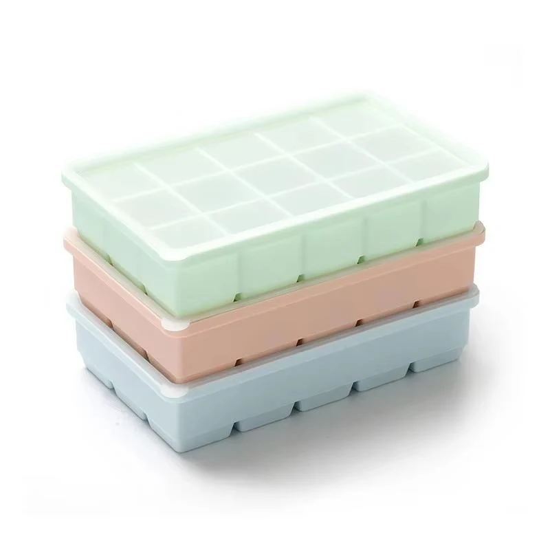 15-Cavity Silicone Frozen Dessert & Ice Cube Tray with Lid