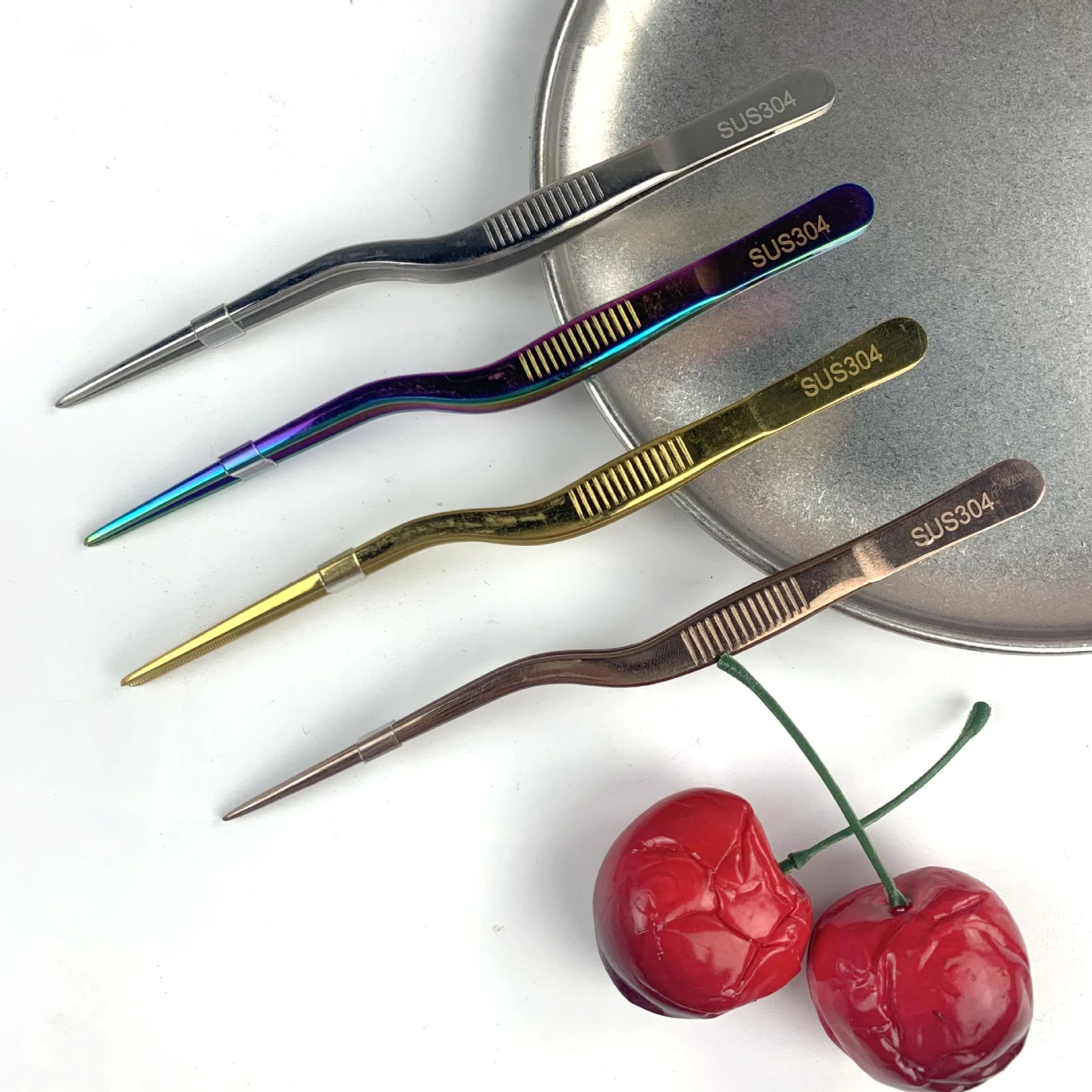Natural steel, gold, rose gold and rainbow plating tweezers